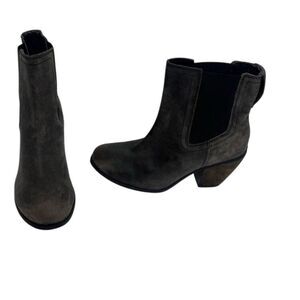 Harley Davidson Women's Gray Leather Ankle Boots Size 9.5 Zip Closure